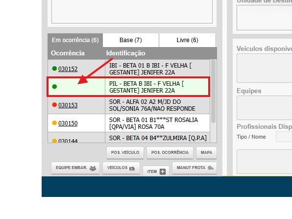 Exemplo de problema de ocorrência finalizada sem número